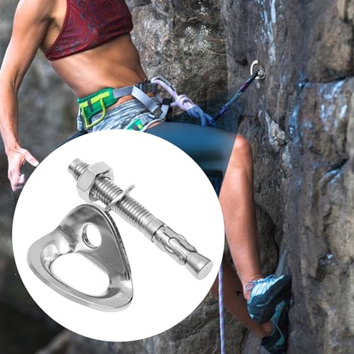 Climbing Anchor Bolt 8 Set, Stainless Steel Bolt Hanger Climbing Hanger Bolts 25KN Heavy Duty Climbing Anchor Hangers for 3/8" Bolt for Home Gyms, Hammocks, Trailer Tie-Downs