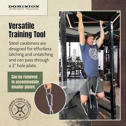 Heavy-Duty Leather Dip Belt with Steel Chain - Ultimate Accessory for Weighted Pullups, Dips, and Progressive Overload - color: Antique Chocolate