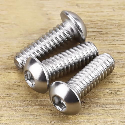 1/4-20 x 3/4" Button Head Socket Cap Bolts Screws, 304 Stainless Steel 18-8, Allen Hex Drive, Bright Finish, Fully Machine Thread, Pack of 100 - size: 1/4-20 x 3/4