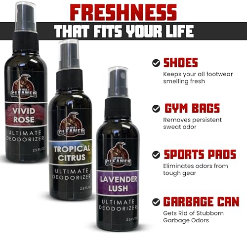 Shoe Deodorizer Spray - Shoe Refresher: Lavender Lush, Vivid Rose & Tropical Citrus - Shoe Odor Eliminator for Sneakers, Gym Bags & Lockers - Women’s Deodorant Spray by Combat Cleaner