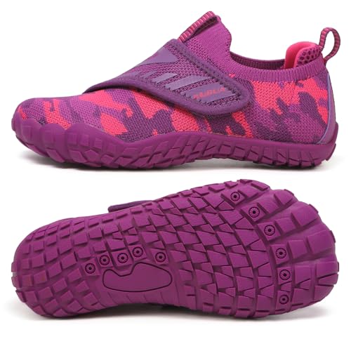 KUBUA Versatile Kids Water Shoes Boys Girls Quick Dry Swim Aqua Socks | Wide Toe Box, Lightweight, Barefoot-Style, Breathable, Beach, Pool, Kayak, Water Parks, Hiking, Toddler, Little Kid, Big Kid - color: Purple, size: 8 Toddler