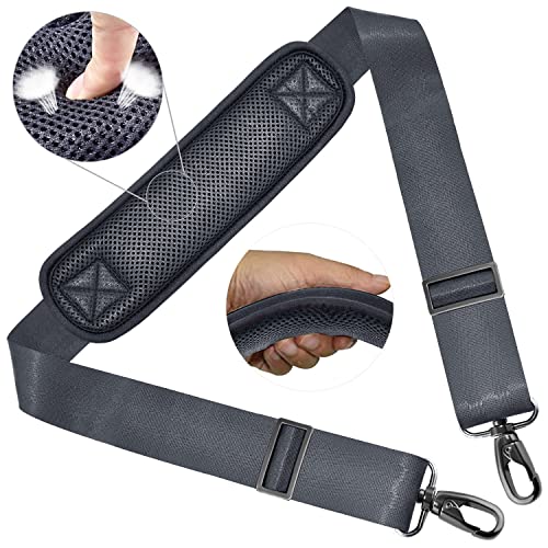 ZINZ Shoulder Strap 58" Ultra-Thick Fixed Padded and Adjustable Buckles Crossbody Strap for Briefcase Laptop Bag Luggage - color: Dark Gray