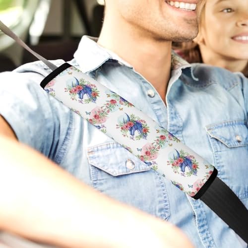 Universal Fit Seat Belt Shoulder Pad for Kids, Car Seats Pushchair Strollers High Chair Pushchair, 1 Pair Flower Dragon Automotive Seat Belt Protector - color: Pattern 279