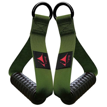 Heavy Duty Gym Workout Handles Attachment for Cable Machine,Resistance Band,Pulley System Home Exercise Equipment, Comfortable and Stronger Grip - color: Military Green XR