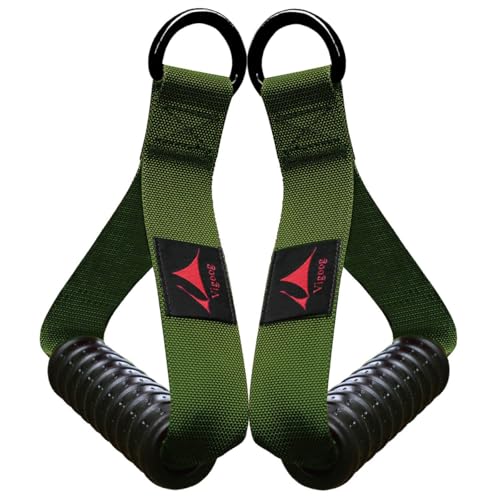Heavy Duty Gym Workout Handles Attachment for Cable Machine,Resistance Band,Pulley System Home Exercise Equipment, Comfortable and Stronger Grip - color: Military Green XR