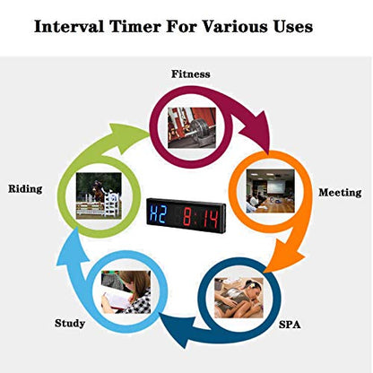 Gym Timer 3 Inch Big Clock Fitness Home Tabata Boxing Count Down and Up with Remote