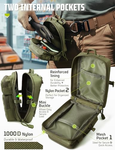 2 Pack Molle Accessories Tactical EDC Pouch, Small Tool Bag, Utility Phone Holder IFAK for Duty Belt, Backpack, Vest (Includes 2 US Flag Patch) - color: Green
