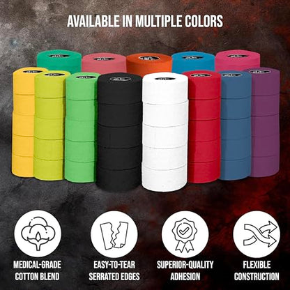 Ringside 1" Athletic Trainers Tape, Cotton Kinesiology Tape for Combat Sports, Adhesive, 30 Foot Rolls, Black - color: Black