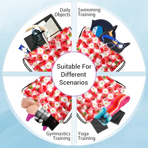 Gymnastics Grip Bag Waterproof Gymnastics Pouch Stawberries Daisy String Bag for Gym - color: Stawberry Red
