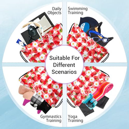 Gymnastics Grip Bag Waterproof Gymnastics Pouch Stawberries Daisy String Bag for Gym - color: Stawberry Red