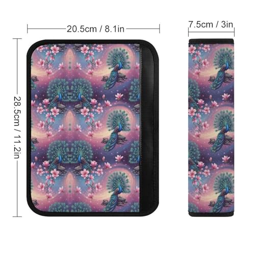2 Pack Floral Peacock Magnolia Flowers Purple Car Seat Belt Pad Soft Padded Seat Belt Cushion for Child, Stroller Pushchair High Chair, Shock Absorption - color: Pattern 580