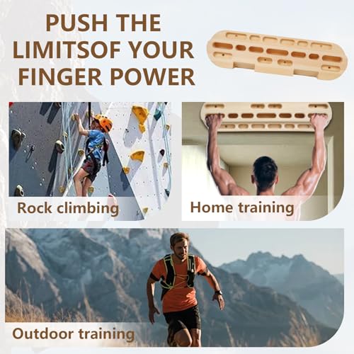 Climbing Hangboard for Rock Climbing Training – Wooden Fingerboard with Multi-Grip Design – Strengthen Fingers & Grip – Easy Mount for Home & Gym - color: Brown 1