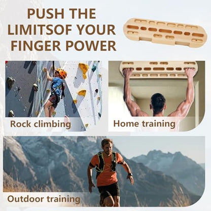 HRVEOCEI Climbing Hangboard for Rock Climbing Training – Wooden Fingerboard with Multi-Grip Design – Strengthen Fingers & Grip – Easy Mount for Home & Gym - color: Brown 1