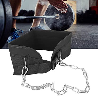 Dip Belt with Chain and, Heavy Duty Dip Belt for Weighting, Pull Ups and Dips, Fabric with less Steel Chain for Strength ing, Comable