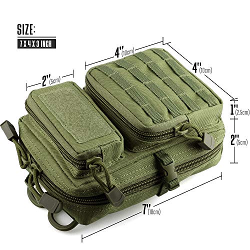 LIVANS Tactical Molle Utility Pouch, EDC Tool Pouch Tactical Phone Pouches Mini Waist Pouches Medical EDC IFAK Pack Mini Design of 3-Day Backpack - color: Army Green