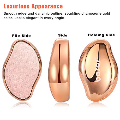 BEZOX Glass Foot File Callus Remover, Crystal Pedicure Foot Scrubber for Travel Use, Portable Handheld Sized Foot Scraper for Cracked Heel - Shinning Golden - style: Shinning Golden