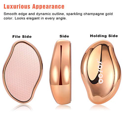BEZOX Glass Foot File Callus Remover, Crystal Pedicure Foot Scrubber for Travel Use, Portable Handheld Sized Foot Scraper for Cracked Heel - Shinning Golden - style: Shinning Golden