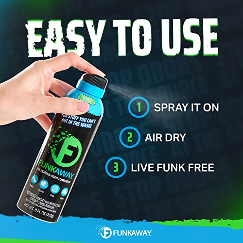 FunkAway Aerosol Spray, 8 oz., 6 Pack, Extreme Odor Eliminator Spray, Ideal for Shoe Smells, Pet Odors and Bulky Stuff that Won't Fit in the Wash; Attacks Musty Odors at the Source - size: 8 Ounce (Pack of 6)