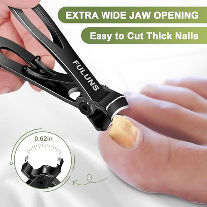 Toenail Clippers for Men Thick Toenails with 16MM Wide Jaw Opening, Large Nail Clippers for Seniors Thick Nails with Long Handle, Heavy Duty Sharp Slanted Nail Cutter Gifts for Men Women Adults - style: Black Slanted Nail Clippers Set