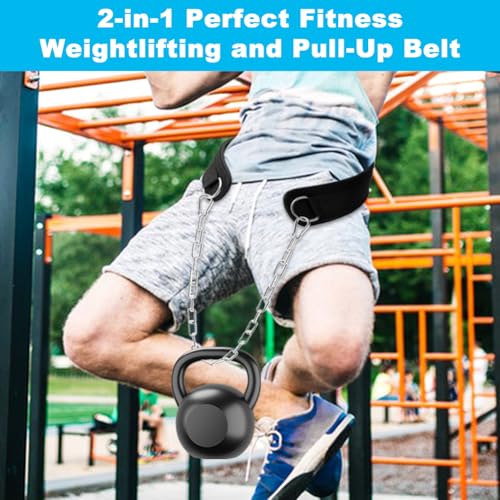 Dip Belt with 34in Heavy Duty Chain for Pull-Ups and Powerlifting | Weighted Dip Belt designed for stable and secure weighted workouts.550lbs - 650lbs Weight Capacity