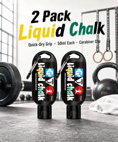 Liquid Chalk Mess-Free Gym Chalk 7’s Quick-Drying for Weightlifting, Gymnastics, Rock Climbing, Pole Dancing Sweat Resistant and Long Lasting for Stronger Hand - style: 2*1.69OZ