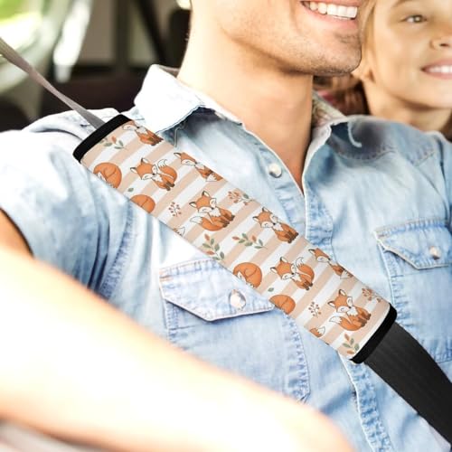 Breathable Car Seat Belt Pad for Girls and Boys, Stroller Pushchair High Chair, 2PCS Cute Fox Wild Animal Shoulder Harness Cover Easy Install (No Tool) - color: Pattern 1097