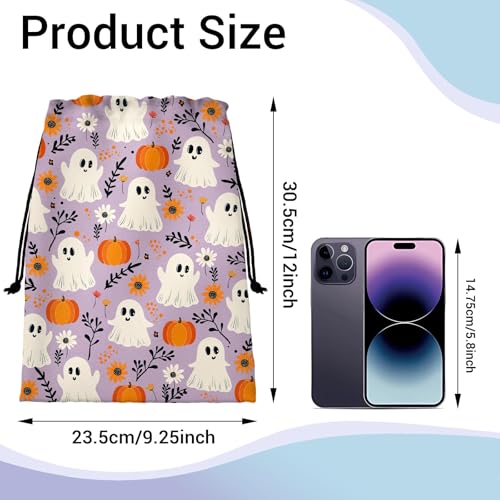 Gymnastics Grip Bag Lightweight Small Drawstring Grip Bags for Gymnasts - color: Halloween Ghost-multi