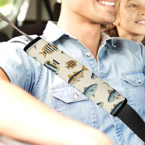 2 Pack Ocean Animal Fish Bass Seat Belt Shoulder Pad Universal Soft and Comfortable Shoulder Protector for Kids, Most Cars, Pressure Relief - color: Pattern 1157
