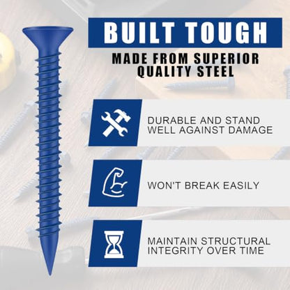 MorningRo 200 Qty 3/16" x 1-3/4" Star Head Concrete Screws Anchor with Drill Bits Blue Star Drive Bugle Head Screws for Anchor Masonry, Block, Brick, Cement, Stucco, Diamond Point and Wood Fastening - size: 3/16" X 1-3/4", style: Star Head