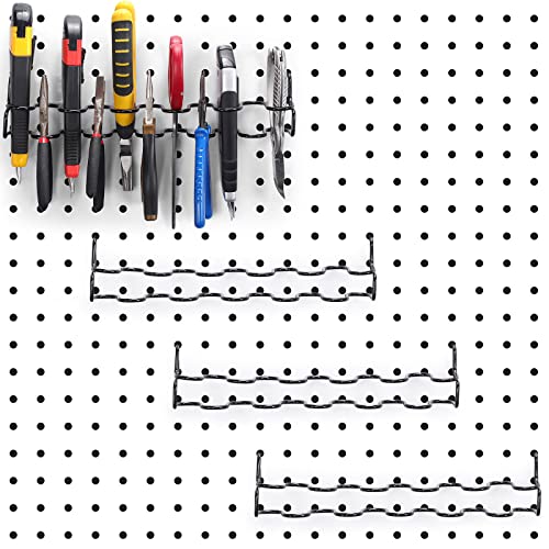 Hanaive 4 Pieces Pegboard Pliers Holder, Holds 11 Plier Per Rack, Steel Pegboard Hooks Pliers Peg Board Organizer Accessories Organizer for Workbench Garage Tool Shed Craft Room(Black) - color: Black
