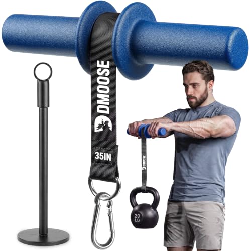 DMoose Fitness Forearm Strengthener & Wrist Roller - Non-Slip Thicker Handles, 35" Durable Nylon Strap - Grip Trainer for Wrist, Hand & Forearm Muscles - Arm Exerciser for Strength Training & Rehab - color: Blue