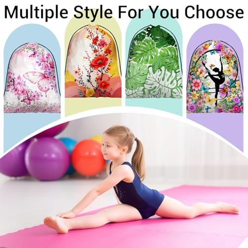 Gymnastics Grip Bag Lightweight Small Drawstring Grip Bags for Gymnasts - color: Flower Art-red