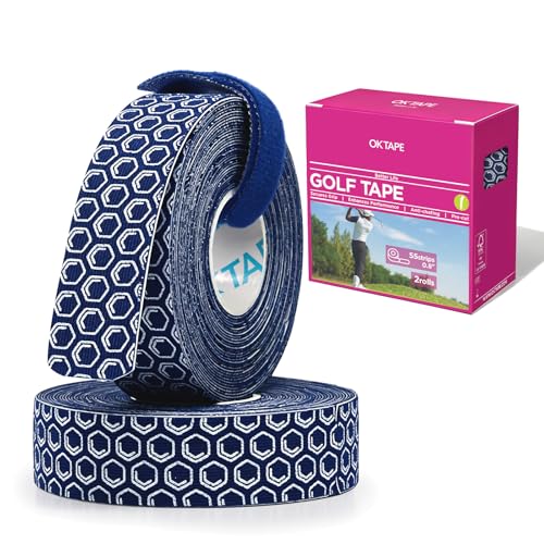 OK TAPE Golf Tape for Fingers, 110 Strips, Elastic Athletic Finger Tape for Golf, Tennis, Blister Prevention Tape, Flexible, Sweatproof, Synthetic Fiber, Pre-Cut (2 Rolls, Blue) - color: Blue