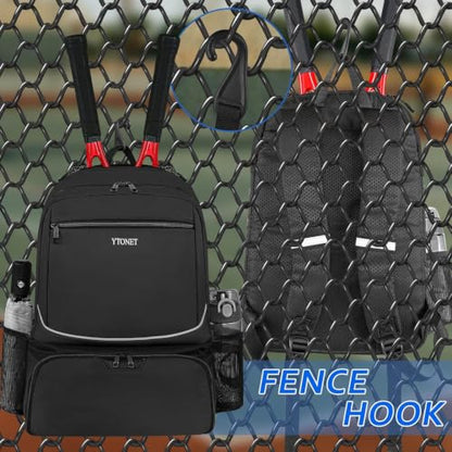 Ytonet Tennis Bag Tennis Backpack for Women Men 2 Rackets | Insulated Pocket and Ventilated Shoe Compartment, Gym Bags with Fence Hook for Pickleball and Badminton Rackets - color: Black