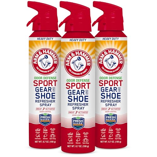 Arm & Hammer™ Sport Gear & Shoe Refresher Spray, Heavy Duty Odor Defense for Sports Gear and Footwear, Deodorizer for Gym Bags, Boxing Gloves, Hockey Equipment, and Football Pads (6.7 oz) (3 pack) - size: 6.7 Ounce (Pack of 3)