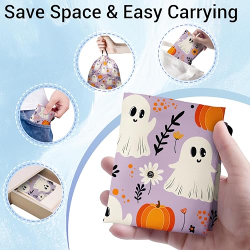 Gymnastics Grip Bag Lightweight Small Drawstring Grip Bags for Gymnasts - color: Halloween Ghost-multi