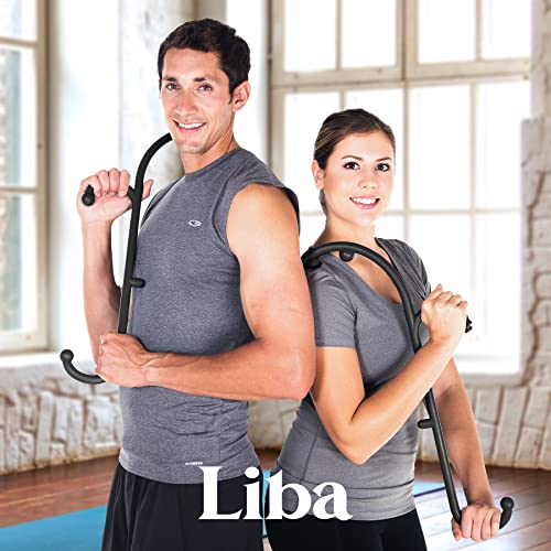 LiBa Back Massager Trigger Point Cane, Deep Tissue Back Neck Massager Black | Pain relief tool, reaches between shoulder blades, BPA-free, trigger point massage tool for full body, shoulders, Legs - color: B. Black