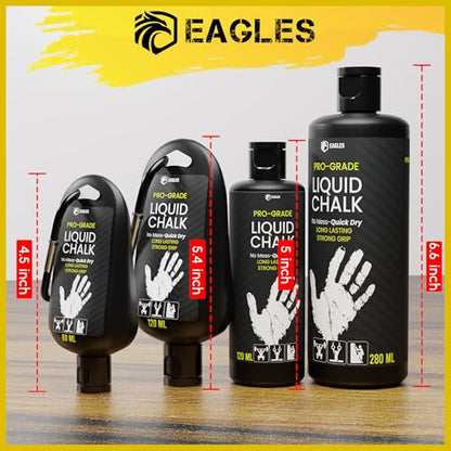 EAGLES Pro Grade Gym Liquid Chalk 60, 120 or 280ml Mess-Free Chalk for Weightlifting, Gymnastics Rock Climbing, Pole Grip, Sports Dries in Seconds - Sweat-Resistant and Long Lasting - style: 60ml-2Pack