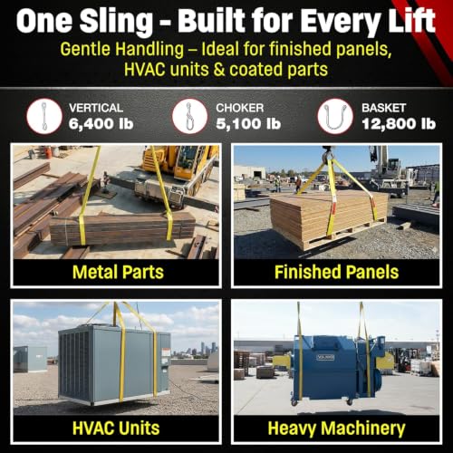 DD Sling (USA Made). 2" wide X (4' to 20' lengths) in Listing! 2 Ply Twisted Eye, Nylon Lifting Slings, Eye & Eye, Heavy Duty (900 webbing), 6,400 lbs Vertical, 5,100 Choker, 12,800 Basket Load Capacity (2inX4ft) - size: 2inX4ft