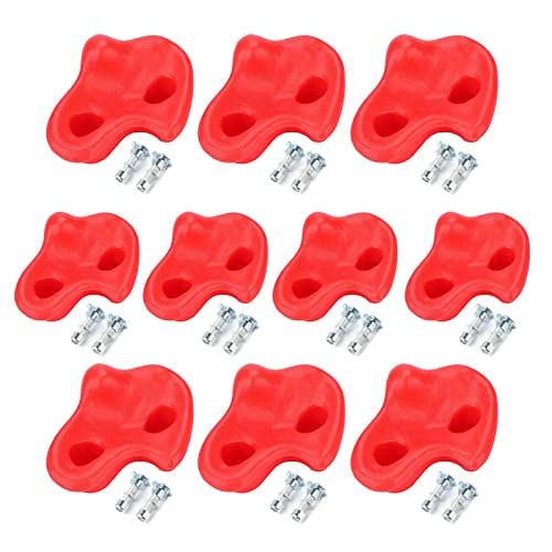 Rock Climbing Holds Adult Rock Climbing 10PCS Textured Stones for Kids Plastic Wall Holds with Bolts Fun IndoorOutdoor S Activity Kit (Red) - color: Red