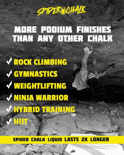 SPIDER CHALK 8oz White Widow Extreme Liquid Chalk, Dry Hands, Better Grip for Gym, Powerlifting, Weightlifting - Skin Friendly, Made in The USA