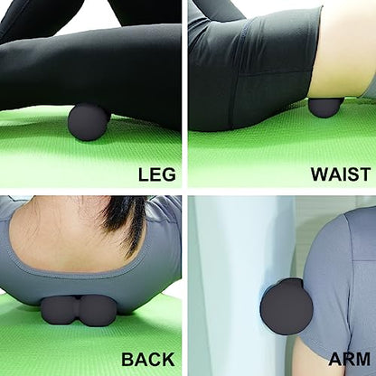 Hard Peanut Massage Ball, Double Lacrosse Massage Ball. Deep Tissue Massage Roller Mobility Ball for Physical Therapy Myofascial Release Muscle Relaxer Acupoint Massage (Black) | Mobility Massager Tool for Deep Tissue Physical Therapy Myofascial Release T