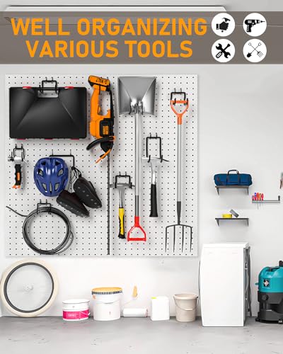 INCLY 36 Pack 1/4" Pegboard Drill Holder Tool Utility Hooks | Heavy Duty Pegboard Hooks, Peg Board Tool Hangers Accessories, for Hanging Power Tools, Drill, Hammer, Workbench, Garage - size: 36 Pack