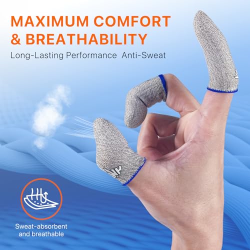 JWH Ultra-Thin Silver Fiber Gaming Finger Sleeves,White Thumb Sleeves Mobile Gaming Cots,6 Pack Gaming Finger Gloves for PUBG,Tightly Woven Wire,Silky and Sweat-Proof,Fundas para Dedos Gamer - color: White silver(6pack)