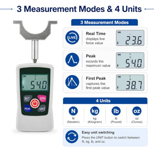 Muscle Strength Tester - 500N Digital Handheld Dynamometer for Strength Training, Rehab & Fitness Tracking | Portable & Precise