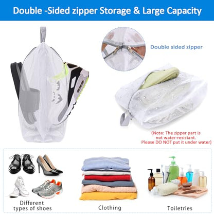 SelfTek Shoe Bags for Travel, 6 Pack 3 Size Double-Sided Zipper Shoe Bag for Men & Women, Waterproof Portable Shoe Storage Pouch with Handle, Family Travel Accessories - style: 6 Pack-3 Size