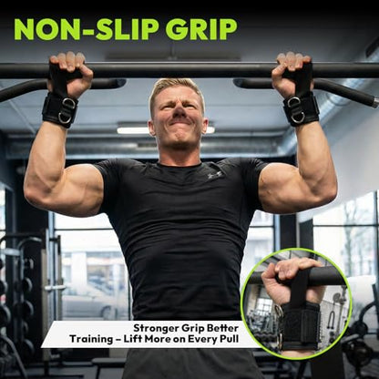 HANDBODE Lifting Wrist Straps for Weightlifting, Gym Wraps with Double D-Ring for Secure Grip, Deadlift, Pull Up, Bodybuilding, Cable Workout, Fit Men Women, Extra-Long Padded