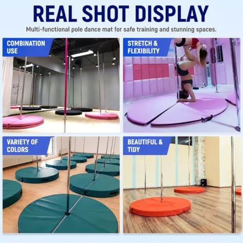 HARELA Round Pole Dance Crash Mat, Stripper Pole Mat with Pearl Cotton Filling & PU Leather, Pole Crash Pad for Studios Exercise Strength Training Home Gym - color: Purple 2, size: 180*10cm/70.9*3.9"