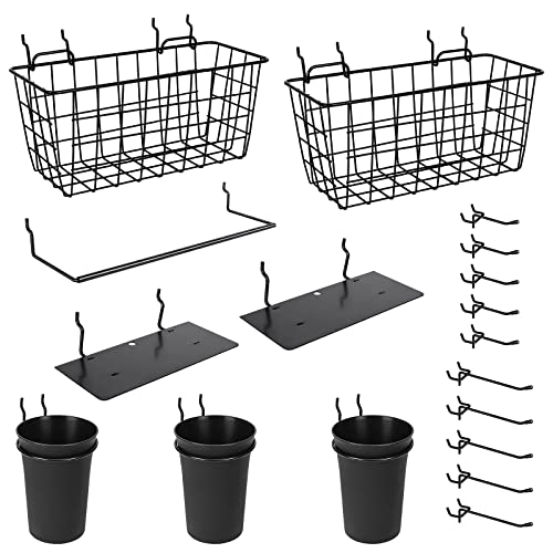 Pegboard Organizer Accessories 18 Pack, Peg Board Hooks Assortment (Black) | 1/8" 1/4" Pegboard Accessories Organizers, Mixed Peg Board Holders for Tools Storage in Garage Craft Workbench Hobby Office