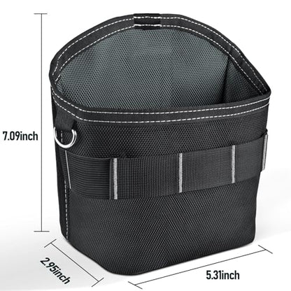 Tool Pouch Nails Screws Bag with Belt Clip (XL, Black) - color: Black